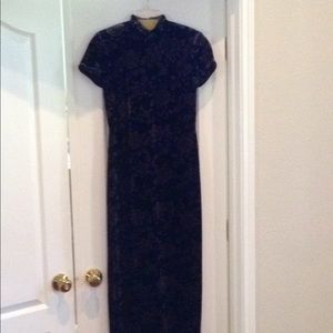 Long velvet cocktail dress